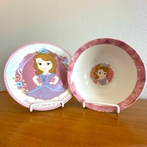 EUC - Disney - Sophia the First - porcelain plate and bowl set